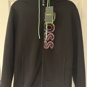 BOSS Men's Black Zip Up hoodie